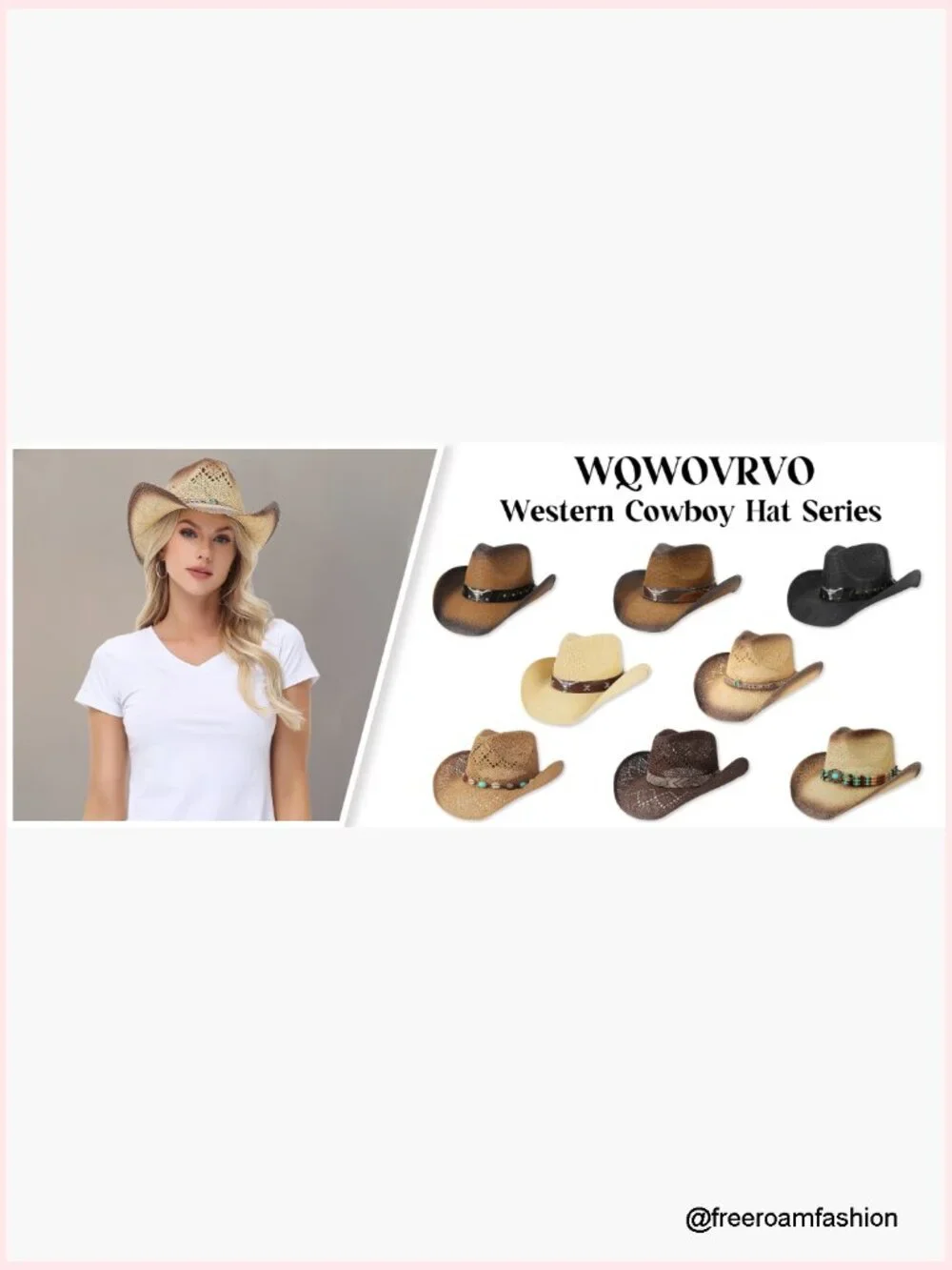 Wide Brim Straw Cowboy Hat Shapeable Brim Western Hat